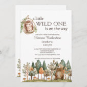 Invitation Baby shower des animaux forestiers (Devant / Derrière)