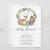 Invitation Baby shower des animaux forestiers neutres selon l (Devant)