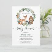 Invitation Baby shower des animaux forestiers neutres selon l (Debout devant)