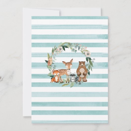Invitation Baby shower des animaux forestiers neutres selon l (Dos)