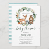 Invitation Baby shower des animaux forestiers neutres selon l (Devant / Derrière)