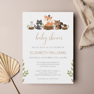 Invitation Baby shower des animaux forestiers neutres selon l