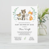 Invitation Baby shower des animaux forestiers par courrier (Debout devant)
