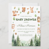 Invitation Baby shower des animaux forestiers rustiques (Devant)