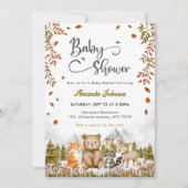 Invitation Baby shower des animaux mignons de bois (Devant)