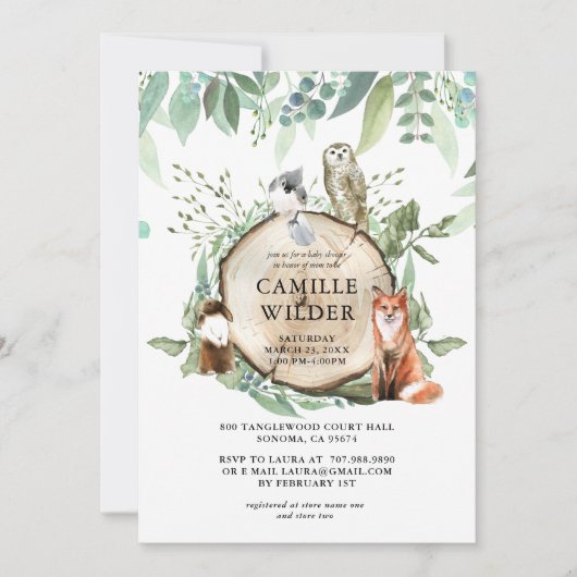Invitation Baby shower des animaux rustiques de bo (Devant)