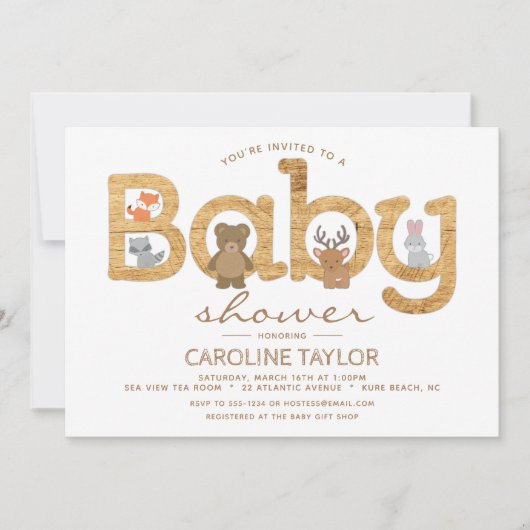 Invitation Baby shower des animaux rustiques de bo (Devant)