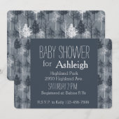Invitation Baby shower des Arbres Bleus et Blancs (Devant / Derrière)