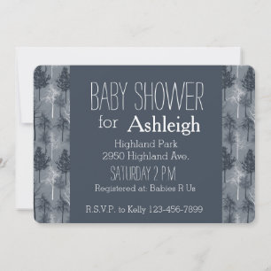 Invitation Baby shower des Arbres Bleus et Blancs de la Marin