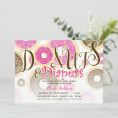 Invitation Baby shower des arrosages roses pour les beignes e (Debout devant)