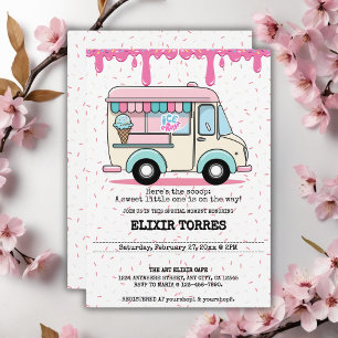 Invitation Baby shower des arroseurs de camion à glace Crème