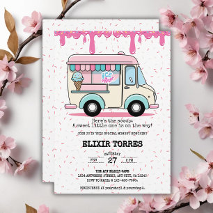 Invitation Baby shower des arroseurs de camion à glace Crème