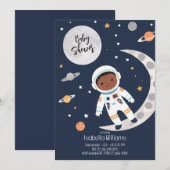 Invitation Baby shower des astronautes spatiaux (Devant / Derrière)
