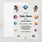 Invitation Baby shower des astronautes spatiaux (Devant / Derrière)