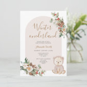 Invitation Baby shower des baies d'ours d'hiver (Debout devant)