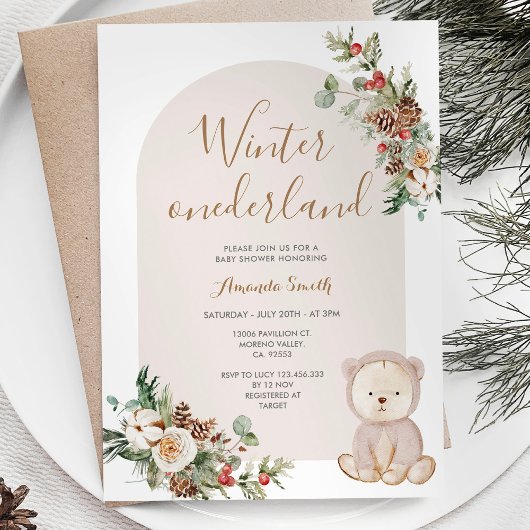 Invitation Baby shower des baies d'ours d'hiver