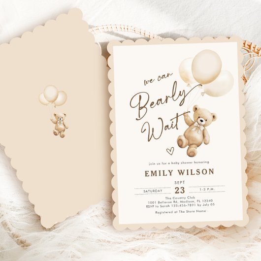 Invitation Baby shower des balais d'ours en peluche