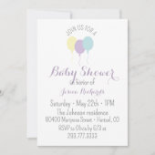 Invitation Baby shower des ballons de lilas d'aquarelle (Devant)