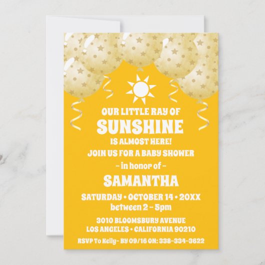 Invitation Baby shower des ballons de soleil Boho (Devant)