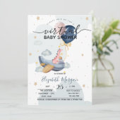 Invitation Baby shower des ballons Dino de l'avion (Debout devant)