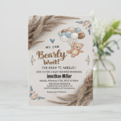 Invitation Baby shower des ballons d'ours en peluche (Debout devant)