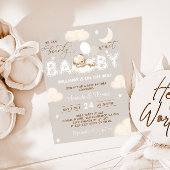 Invitation Baby shower des ballons neutres de l'ours couchant