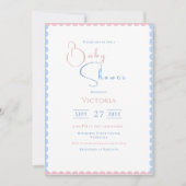 Invitation Baby shower des ballons rose et bleu (Devant)