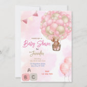Invitation Baby shower des ballons roses (Devant)