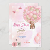 Invitation Baby shower des ballons roses (Devant / Derrière)