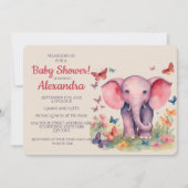 Invitation Baby shower des bébés éléphants filles (Devant)