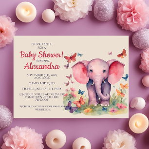Invitation Baby shower des bébés éléphants filles