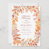 Invitation Baby shower des Bénédictions d'automne rouge orang (Devant)