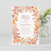 Invitation Baby shower des Bénédictions d'automne rouge orang (Debout devant)