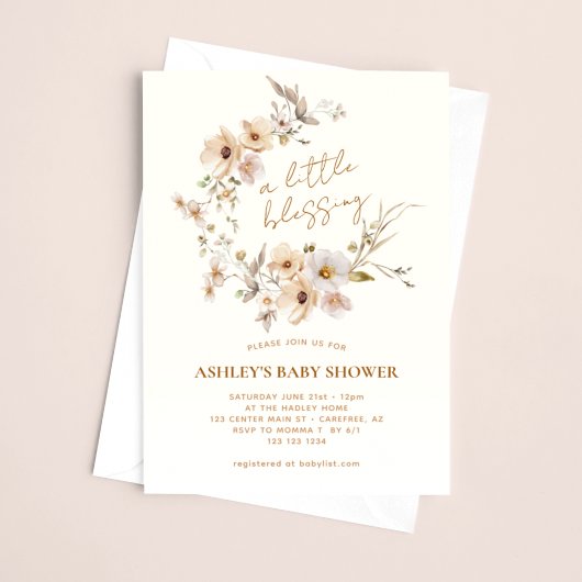 Invitation Baby shower des Bénédictions de Boho fleur sauvage