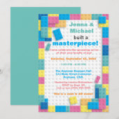 Invitation Baby shower des blocs de bâtiment Pastel (Devant / Derrière)