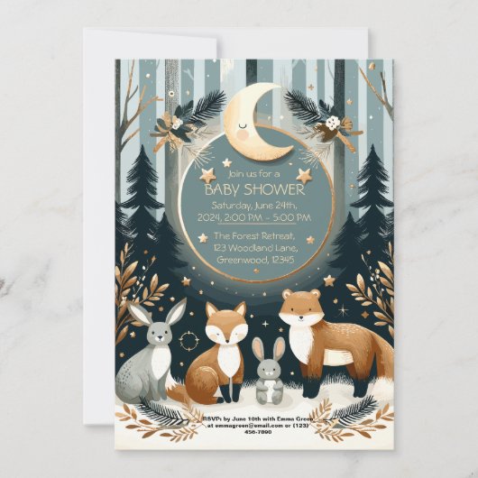 Invitation Baby shower des bois (Devant)