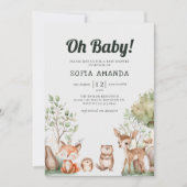 Invitation Baby shower des bois d'animaux mignons (Devant)