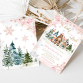 Invitation Baby shower des bois d'hiver pour filles