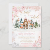 Invitation Baby shower des bois d'hiver pour filles (Devant)