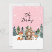 Invitation Baby shower des bois d'hiver pour filles (Dos)