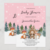 Invitation Baby shower des bois d'hiver pour filles (Devant / Derrière)