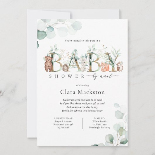 Invitation Baby shower des bois par Mail Forest Animaux (Devant)