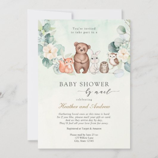 Invitation Baby shower des bois par Mail Forest Animaux (Devant)