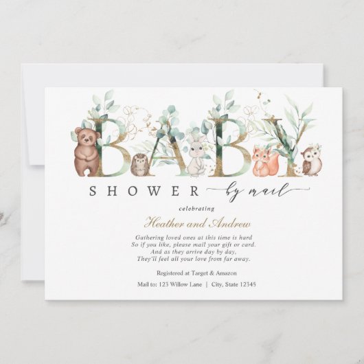 Invitation Baby shower des bois par Mail Forest Animaux (Devant)