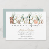 Invitation Baby shower des bois par Mail Forest Animaux (Devant / Derrière)