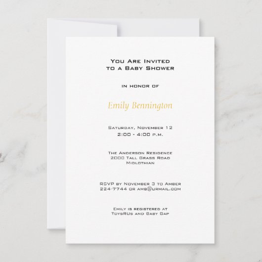 Invitation Baby shower des bourdons (Devant)