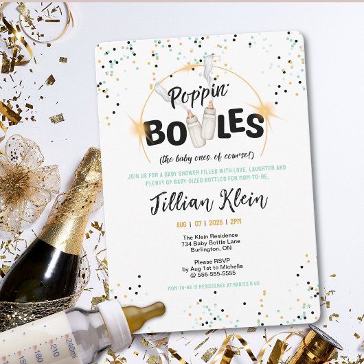 Invitation Baby shower des bouteilles de Poppin