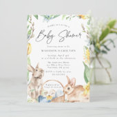 Invitation Baby shower des Bunnies de printemps d'aquarelle (Debout devant)