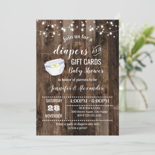 Invitation Baby shower des cartes-cadeaux et des distributeur (Debout devant)