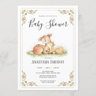 Invitation baby shower des cerfs de forêt